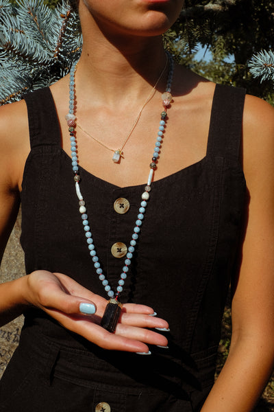 Tourmaline Larimar Custom Mala