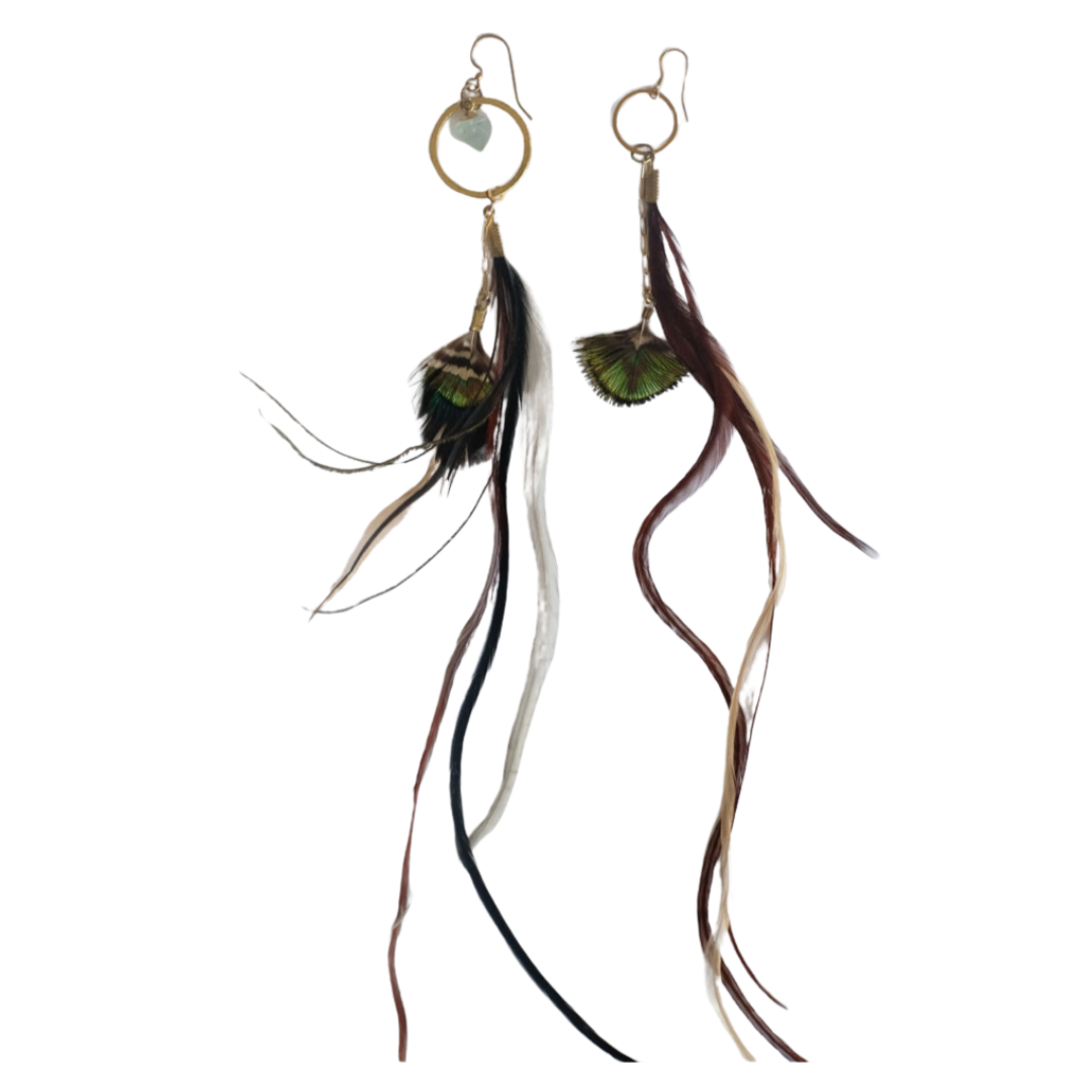 Flourite Cube Feather Earring