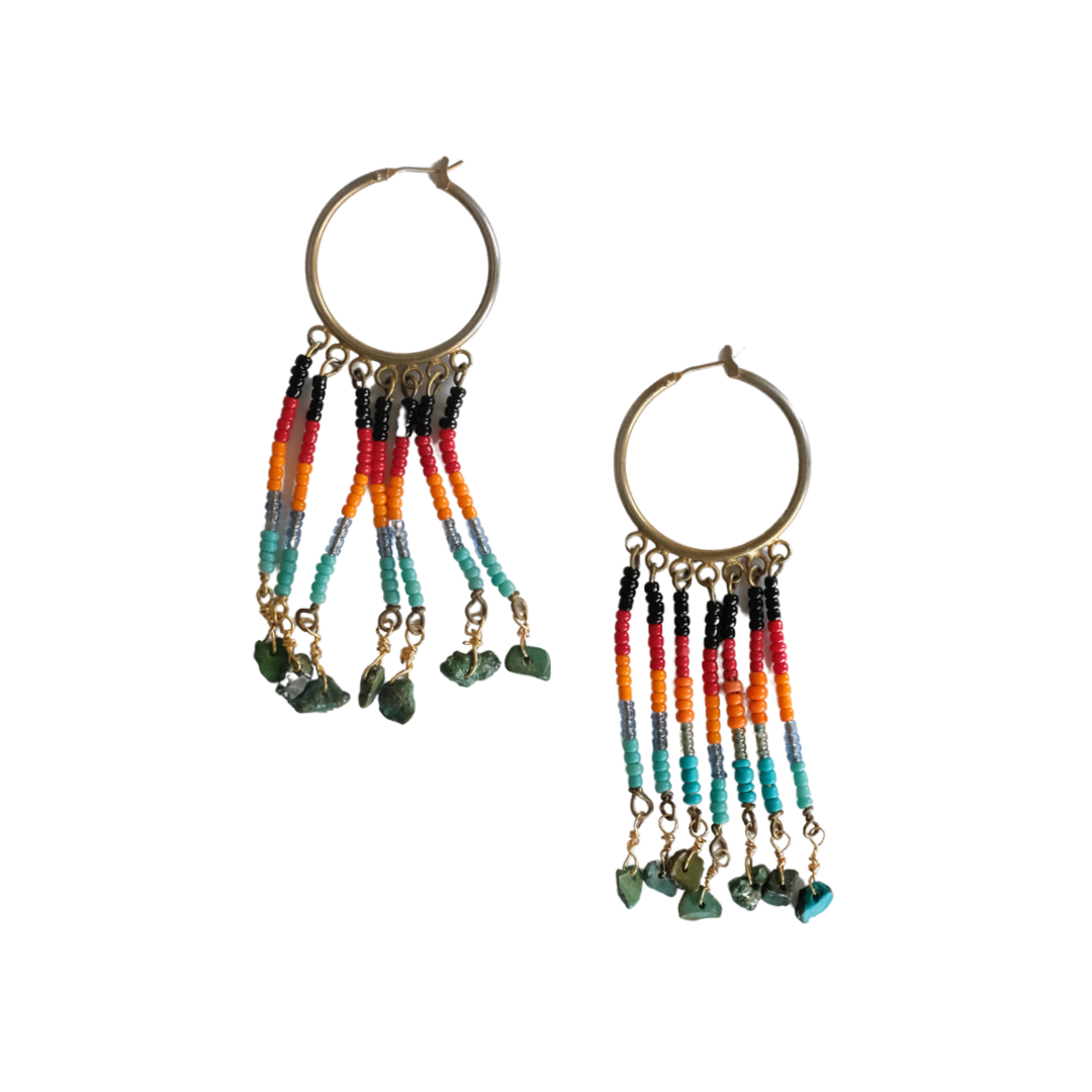 Ancient Aztec Seed Bead Hoops