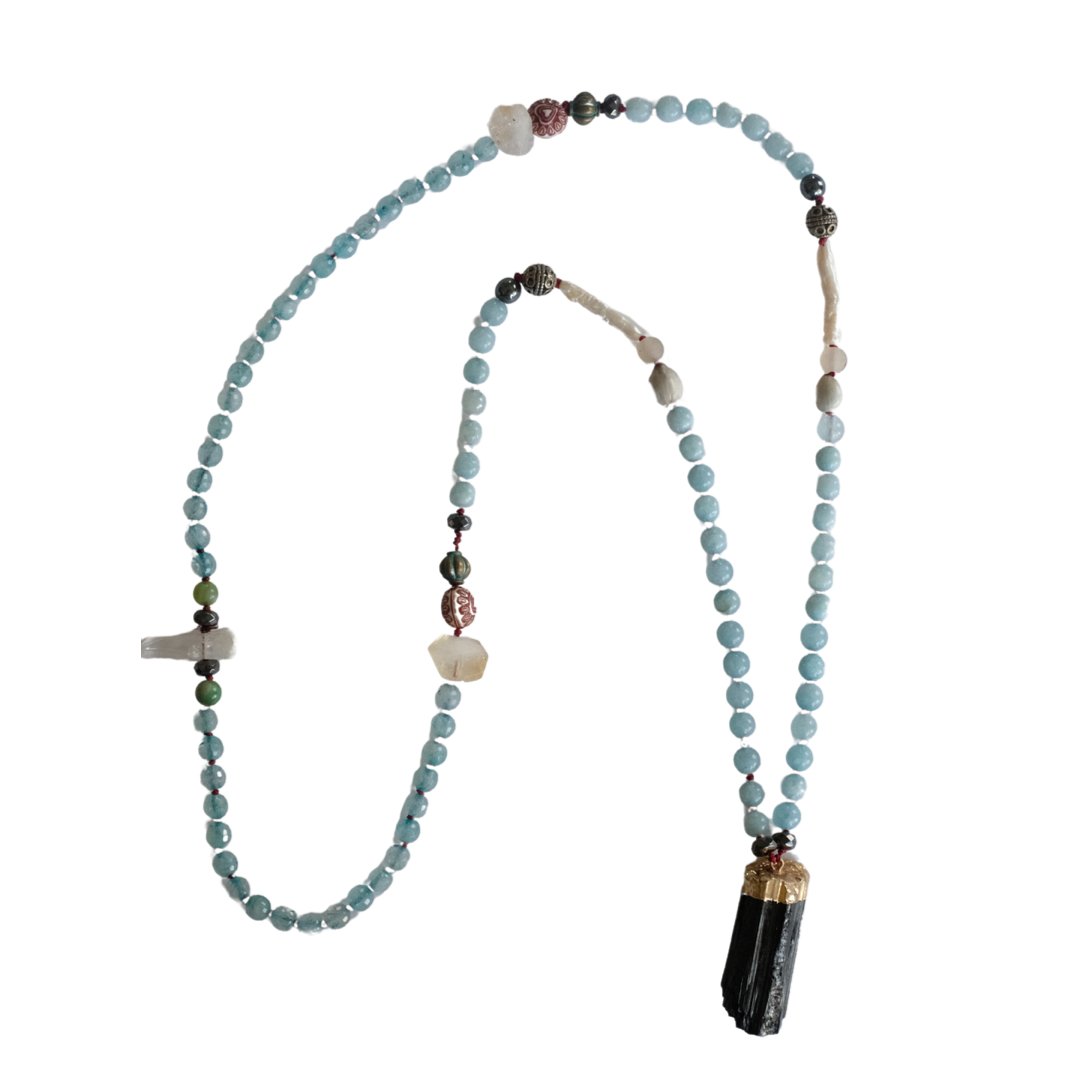 Tourmaline Larimar Custom Mala